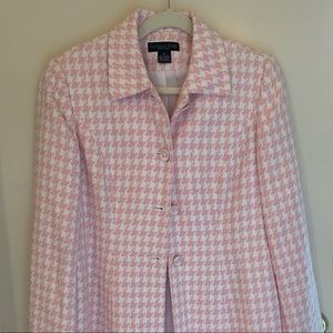 Donna Rae Size 6 Houndstooth Pink Long Jacket